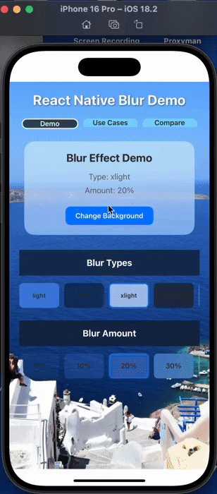 BlurView demo on iOS
